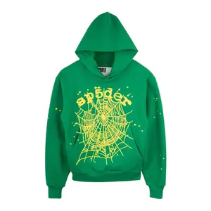 Spider Worldwide Web Logo Hooded Sweatshirt Green Yellow