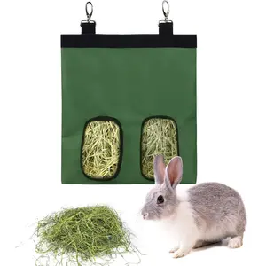Durable Dark Rabbit Hay Feeding Bag with 2/4 Holes, Waterproof 600D Oxford Fabric for Rabbits, Guinea Pigs, Hamsters & Small Pets