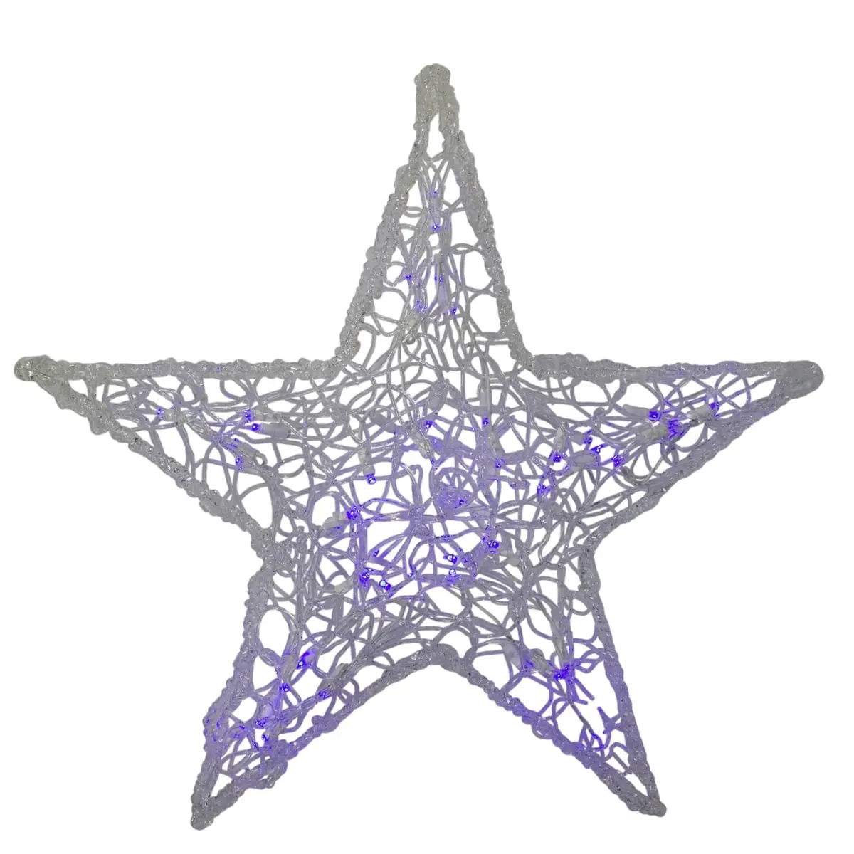 Hofert 33655134 24 in. Pre-lit LED Color Changing Spun Glass Hanging Star Christmas Decoration, Clear & Purple