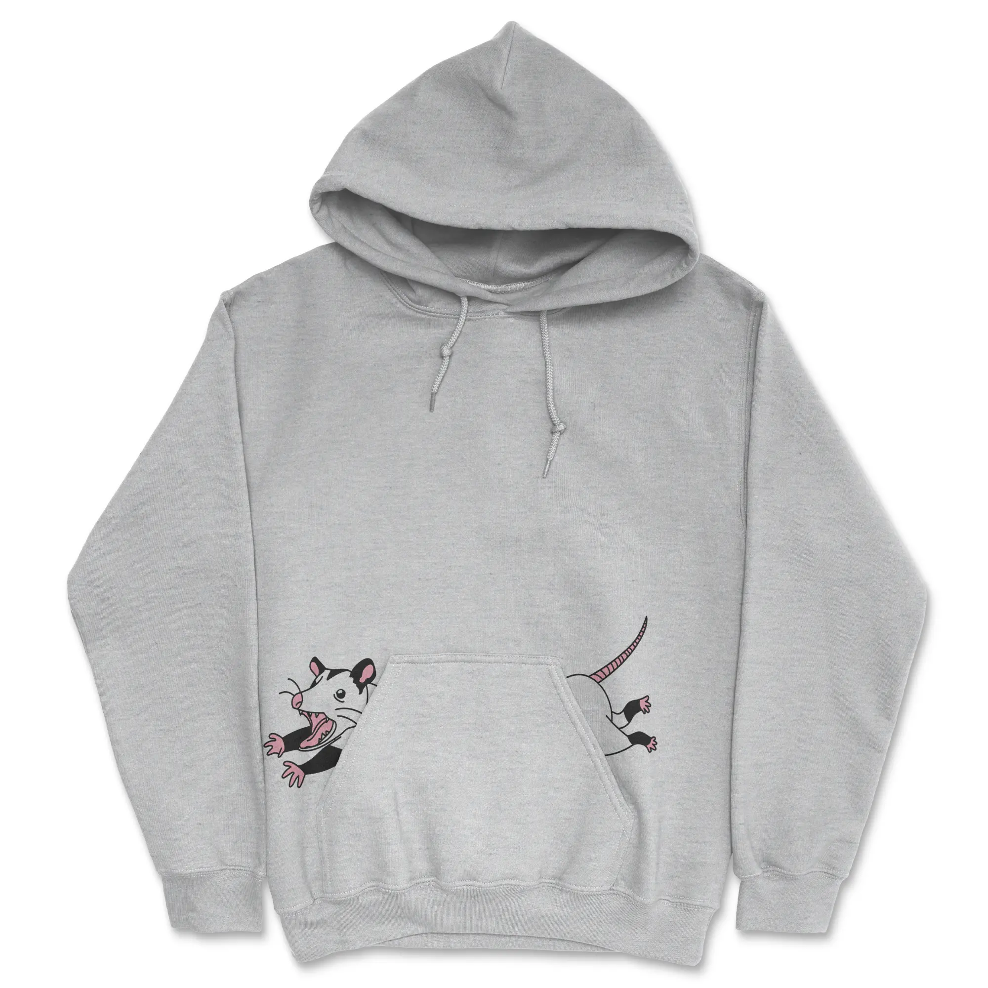 Possum Unisex Hoodie Funny Pocket Graphic Scared Opossum Hooded Sweatshirt Unisex Vintage Fashion Hoodies Funny Animal Pullover Novelty Sweatshirt Light Grey