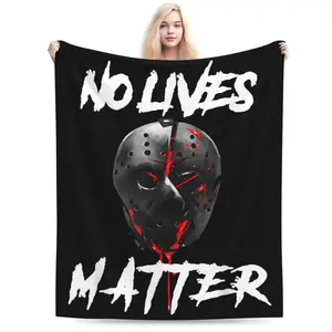 Horror Movie Jason Voorhees Blanket Halloween Throw Flannel Blankets Soft Plush Increase Size Blanket for Couch Sofa Bed Home Decorations All Season Blanket Gifts (50"x40")