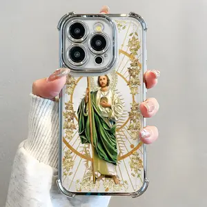 St. Jude Pattern Durable Phone Case - Electroplated, Airbag Shockproof, Slim Soft TPU Cover for iPhone 11 12 13 14 15 17 Pro Max Plus Mobile Phone Accessories Shell