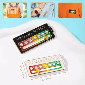 2 Pack Social Battery Slider Pin, Interactive Mood Pin for Introverts, Funny 7 Days a Week Enamel Emotional Badge, Functional Aesthetic Creative Brooch, Novelty Accessories for Jackets Backpacks Bags Fabric Surface, Cute Gifts for Friends & Her