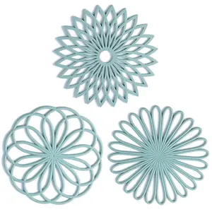 3Pcs Silicone Trivet Mat, Non-Slip & Heat Resistant Modern Kitchen Hot Pads for Table & Countertop, Multi-Usage Trivet for Cooking, Bowls Mats, Dish Mats, Pitchen Coasters