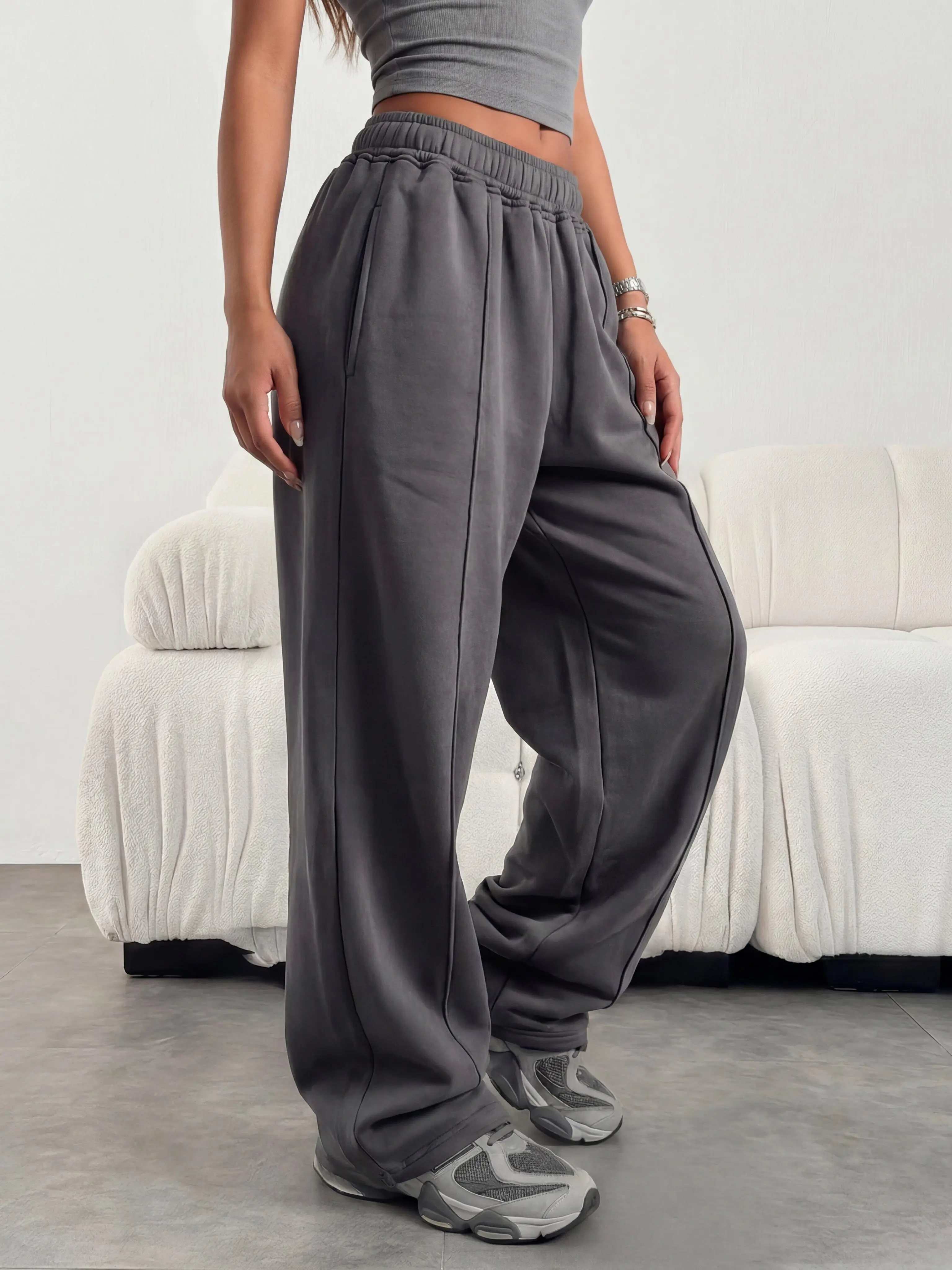 Women’s Oversized Wide Leg Sweatpants High Waisted Baggy Lounge Pants Casual Loose Fit Athletic Joggers Soft Streetwear Trousers Y2K Comfy Sweatpants with Pockets for Gym Travel Daily Wear Trendy Relaxed Activewear Outfit Grey Style,summerwins