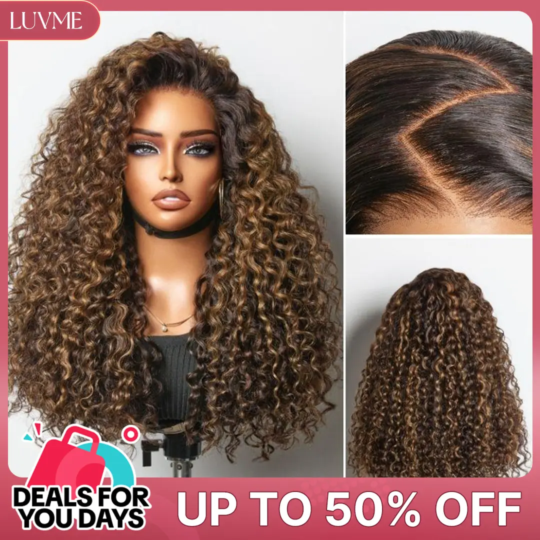 LUVME All-Day Comfort Brown Highlights Funmi Curly Glueless Wig 7x6 Closure Pre-Cut HD Lace PartingMax #DealsForYouDays LUVME All-Day Comfort Brown Highlights Funmi Curly Glueless Wig 7x6 Closure Pre-Cut HD Lace PartingMax #DealsForYouDays