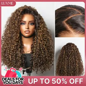 LUVME All-Day Comfort Brown Highlights Funmi Curly Glueless Wig 7x6 Closure Pre-Cut HD Lace PartingMax #DealsForYouDays