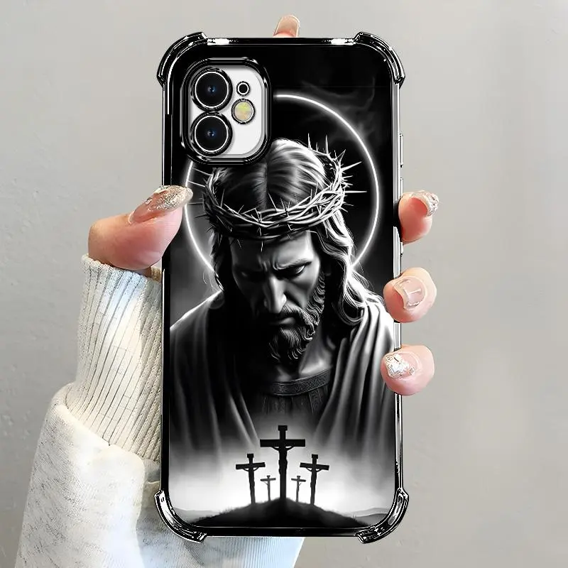 Suitable for [iPhone 11] Jesus transparent protective four-corner air cushion anti-fall mobile phone case transparent mobile phone case four-corner protective case 995