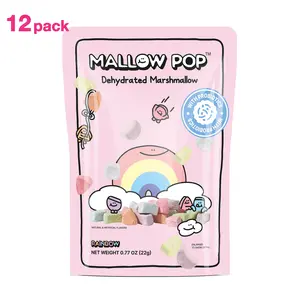Mallow Pop Rainbow Dehydrated Marshmallow with Probiotics - Carnival Inspired Sweetness & Vibrant Colors - 12 packs