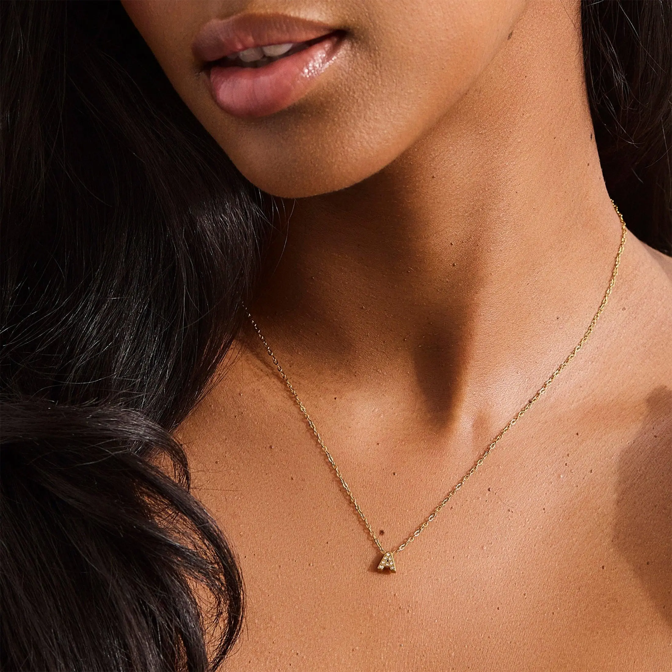 EVRY JEWELS Gold or Silver Plated Women's Hypoallergenic Crystal Initial Necklace