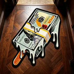 Cartoon Character Money Melting Pattern Rug, Fun Home Decor Mat, Soft Plush Foot Pad, Ideal for Living Room, Bedroom, Game Room