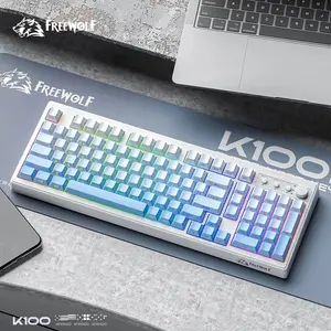 FREE WOLF FreeWolf K100 Wireless Multifunctional Keyboard Three Mode 4000mAh Long Battery Life RGB Customized Business Office Membrane Keyboard