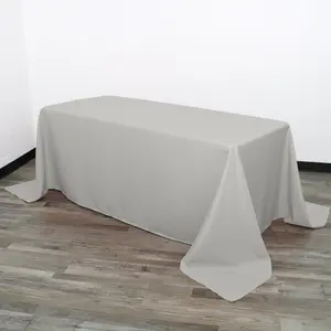90 x 132 inch Polyester Rectangular Tablecloth Silver