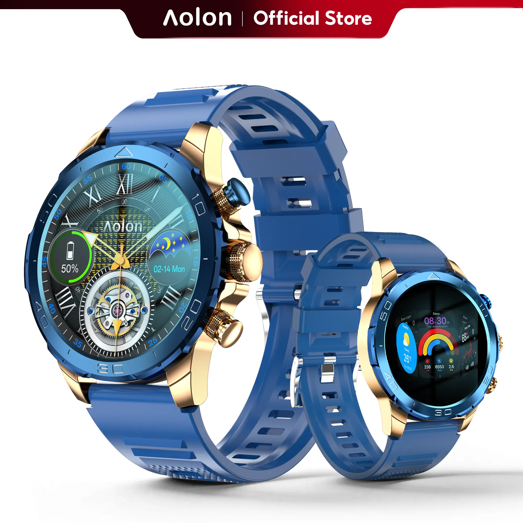 【GOLD-PLATED & FULL METAL BODY】Aolon Luxor Spring Business Smartwatch with IP68 waterproof, running pace tracking, DIY health monitoring, outdoor sports features, 128MB memory, and up to 26 days standby.#back to school#travel essentials
