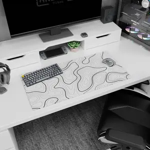 [SALE UP TO 30%]Topographic (Topo) Desk Mat - Monochrome Contours, Mouse Pad for Anime Fan, Gaming Desk Accessories, Large Computer Pad, Desk Decor