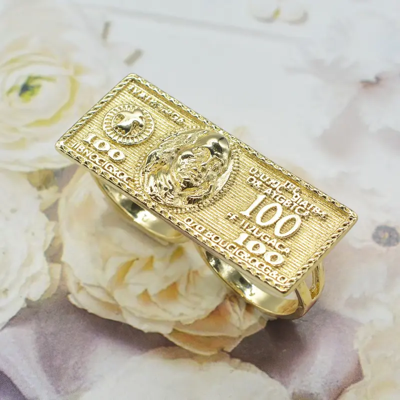 Men's Fashion Hip-Hop Dollar Bill Ring Set, Jewelry Ring, Hollow Out Design, Perfect Gift for Men, Ideal for Daily Wear & Special Occasions, Statement Ring, Statement Multi Ring, Fashion Rings