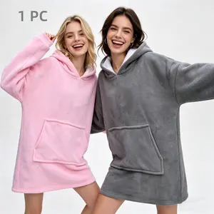 1 extra-large one-piece fleece blanket, ultra-soft brushed fleece, comfortable and reversible hooded blanket with kangaroo pocket, modern style, machine washable, suitable for sofa, bed, and holiday gifts, Cozy Hooded Blanket