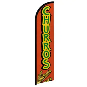 Windproof Curved Shape Polyester Churros Banner Flag, Festive & Party Supplies Backdrop for Home Decor
