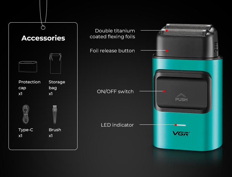 VGR 307 Foil Shaver for Men, Electric Razor with 9000RPM Motor, Professional Shavers with Double Titanium Coated Flexing Foils, Metal Body, Mens Shaver for Face & Bald Head VGR 307 Foil Shaver for Men, Electric Razor with 9000RPM Motor, Professional Shavers with Double Titanium Coated Flexing Foils, Metal Body, Mens Shaver for Face & Bald Head
