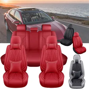 For Toyota Camry LE SE SE 2011-2019 2020 2021 Thicken Car 5 Seat Cover Luxurious Leather, 3D Printing Technology Designed, Water Resistant Breathable Seat Covers Protector Cushion Pad Mat Full Set Waterproof All Season, with/without Pillows Lumbar Support