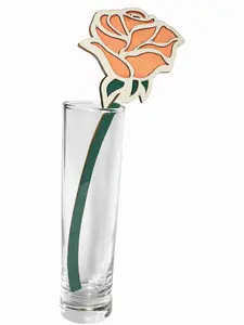 Peach wooden flower with vase