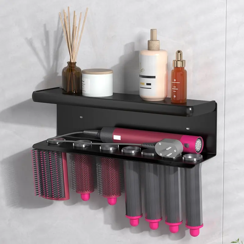 Hair Curler Storage Rack, Blow Dryer Stand, No-Drill Hair Styling Holder, Modern Design, Space-Saving Bathroom Organizer, Bathroom Organizing Accessories
