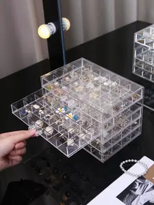 5-Tier Jewelry Storage Box with 120 Compartments Large-capacity design with multi-layer divided storage, specially for rings, earrings, necklaces and bracelets. A must-have home jewelry organizer ideal for bedroom vanities and countertop display Acrylic