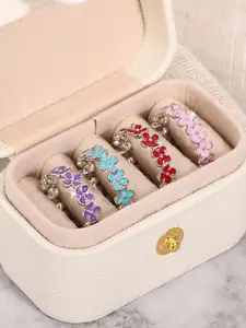 Flower Design Cuff Ring, Fashion Accessories for Women & Girls, Trendy All-match & Exquisite Jewelry for Birthday Gift, with Box