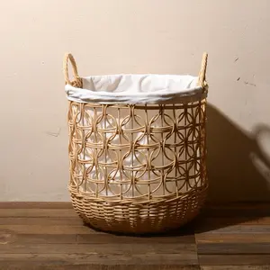 High-End Imitation Rattan Storage Basket, Stylish Handheld Laundry Hamper, Lightweight Luxury Design, Perfect for Home Organization