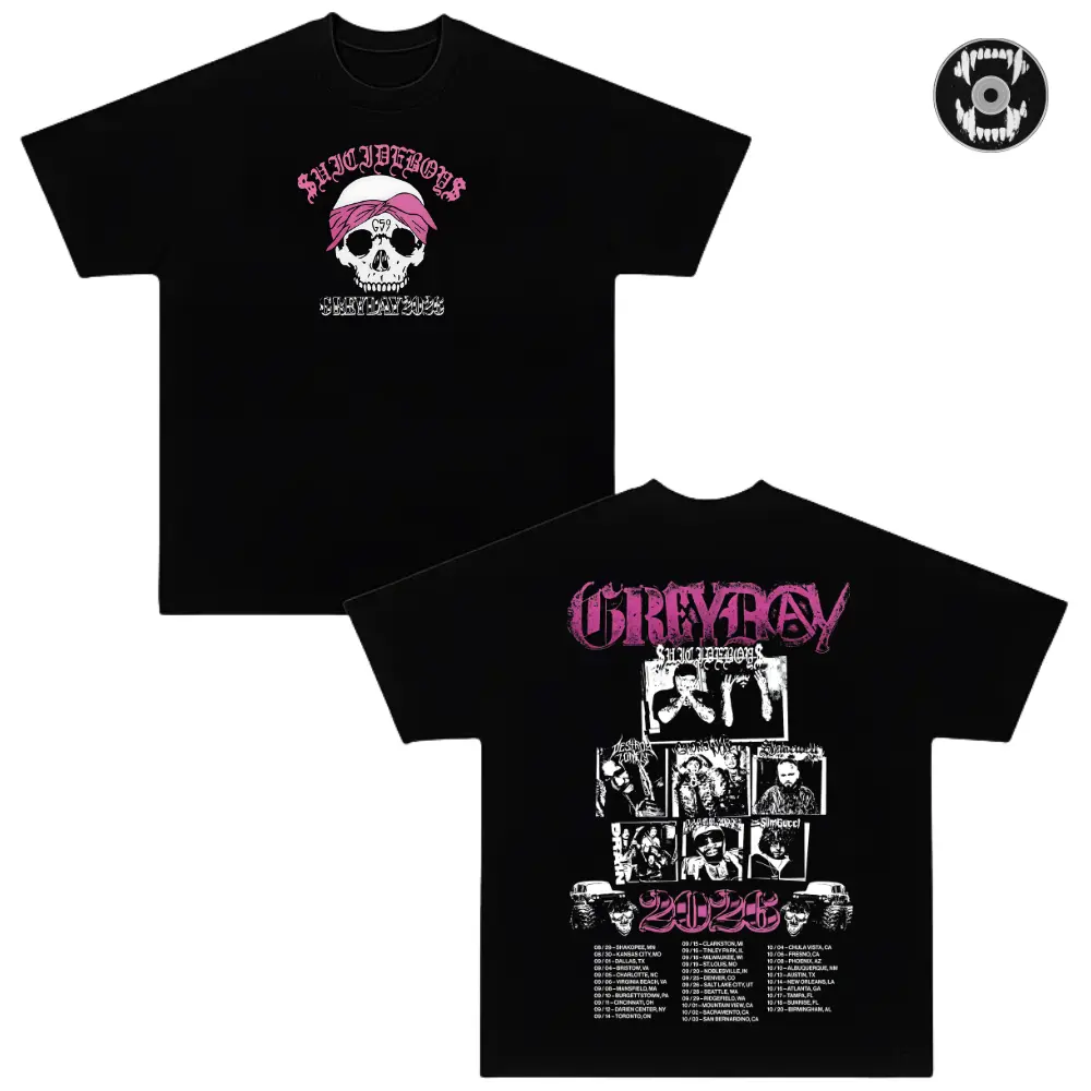 GreyDay 2026 Tour Graphic T-Shirt, Suicideboys G59 Music Tour Merch, Bones Night Lovell Germ Shakewell Concert Tee, Underground Hip Hop Rap Shirt, Live Show Fan Apparel, Front & Back Print Unisex Graphic Tee, Alternative Streetwear Gift