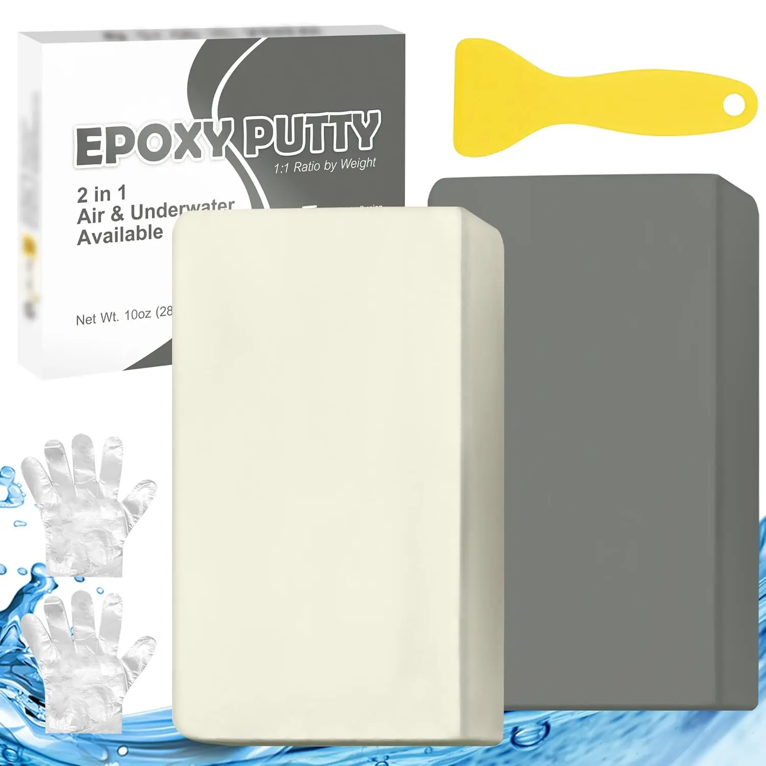 Epoxy Putty - 10oz Fast Repair Multipurpose Clay,  Adhesion Metal Filler Putty for Fixing Leaks, Cracks, Filling - 2 Part Epoxy Sculpt Clay for Bonding Metal, Tile, Ceramics, Plastic (Grey)