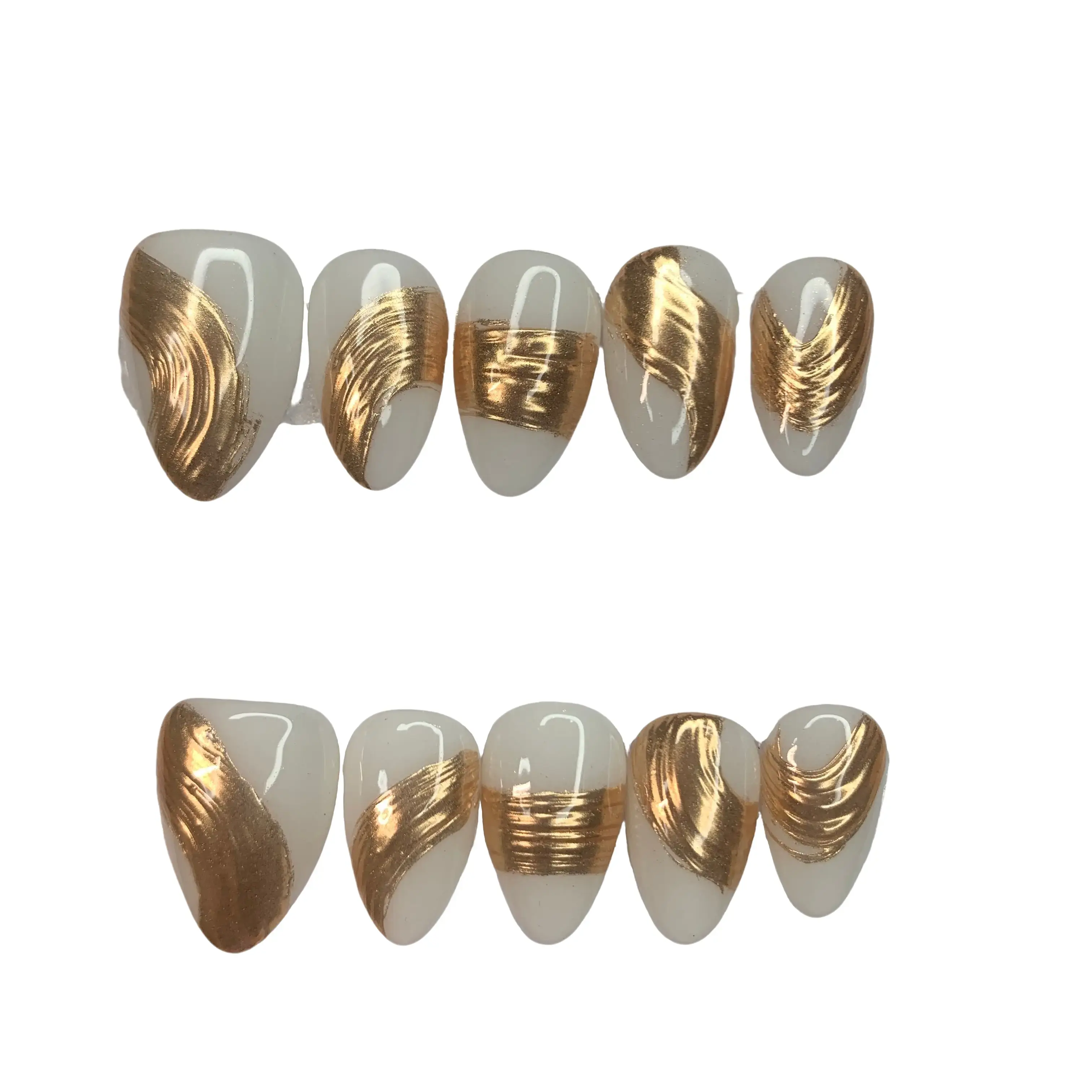 Gold chrome & white press on nails Gold chrome & white press on nails