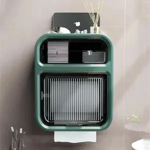 Wall Mounted Paper Dispenser Bathroom Accessories Paper Roll Holder with Drawer for Home Office