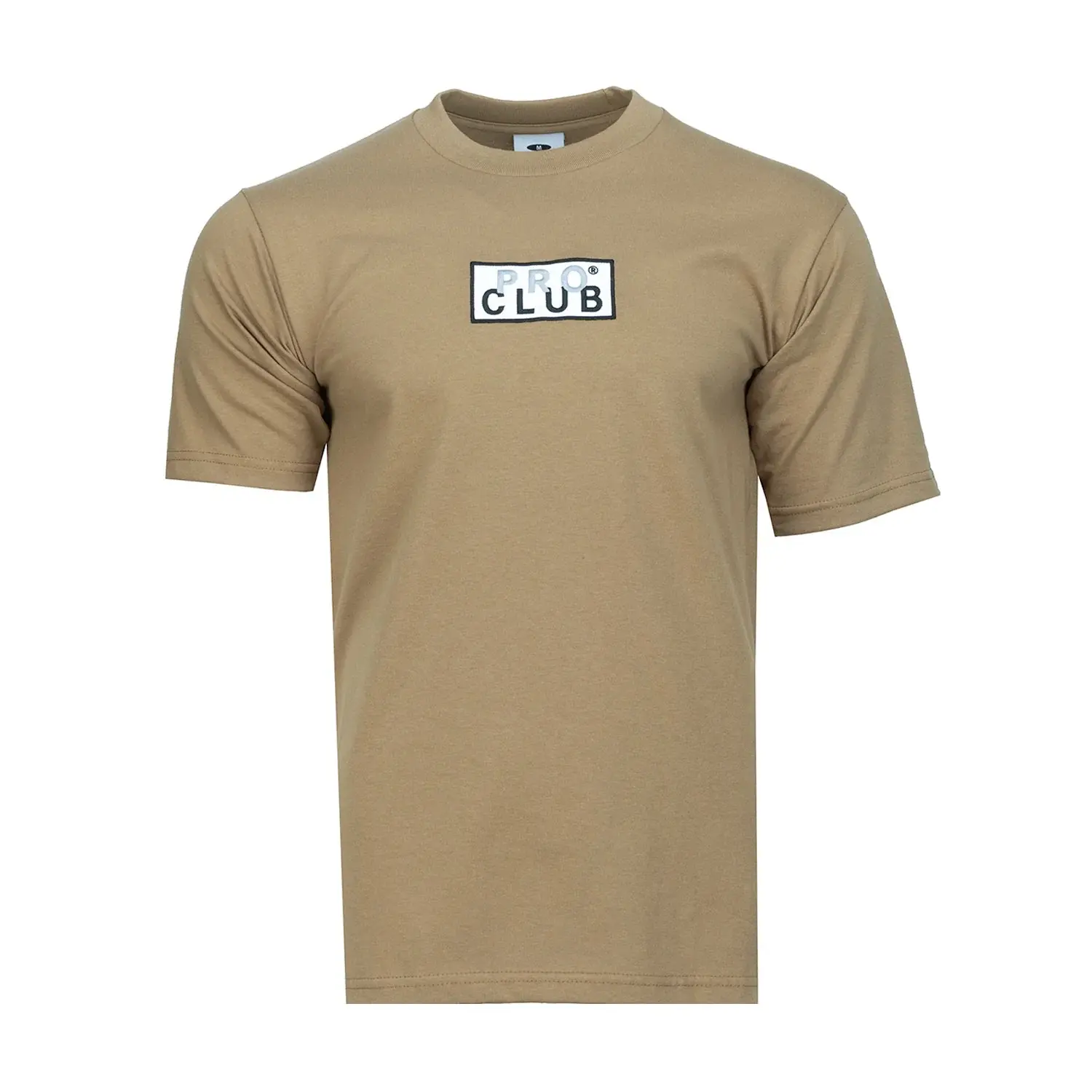 Pro Club Men's Original Oversized Heavyweight Ribbed Round Neck Knit Cotton Embroidered Box Logo Short-Sleeve T-Shirt - Mens Clothing, Basic Tops for School, Fitted Relaxed Fit, Casual Classic Summer Wear