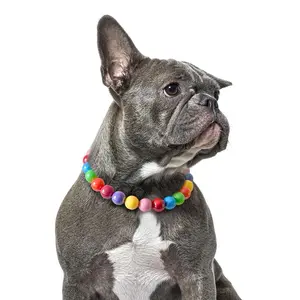 Rainbow Beaded Dog Collar – Colorful Adjustable Decorative Collar for Small, Medium & Large Dogs