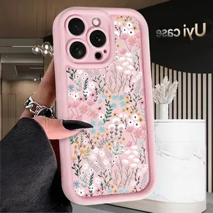 Pastel Floral Phone Case for iPhone 17 Air 16 Pro Max 15 Plus 14 13 12 11 X XS Shockproof Silicone TPU Bumper Drop Protection Soft Cover Protective Cellphone