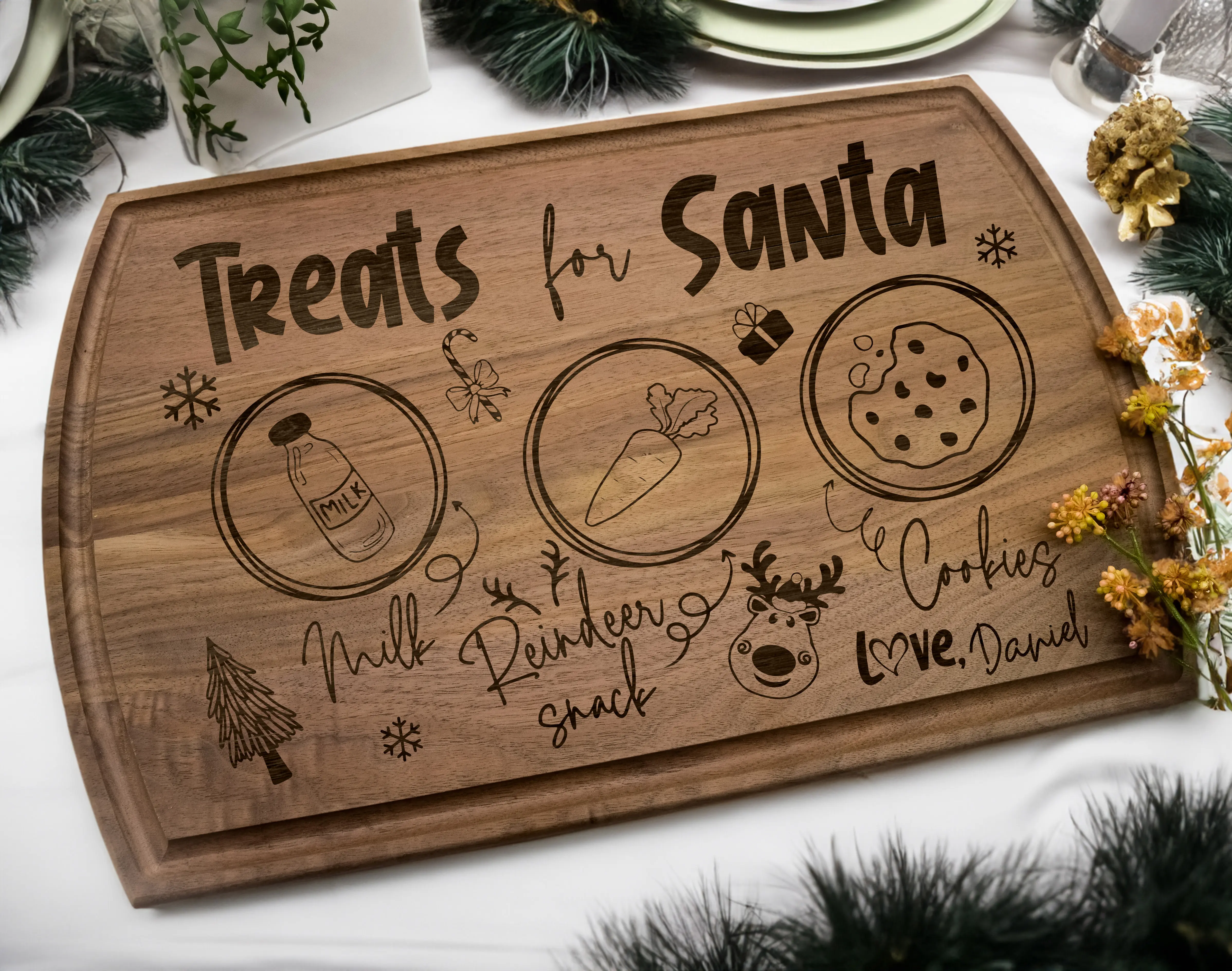 Santa Cookie Tray - Santa Treat Board - Christmas Cutting Board - Santa Tray - Cookies for Santa - Christmas Board