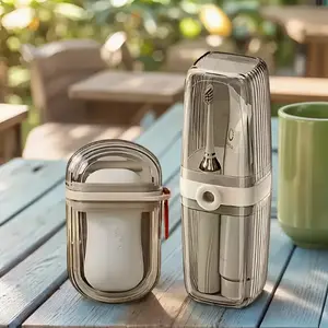 Travel Toothbrush Cup and Soap Box Set, Toothbrush Holders, Toothbrush Holder Organizers, Toothbrush Storage, Toothbrush Organizer, Leak-Proof Portable Design, Easy Clean, Ideal for Travel & Home Use, Get Ready for Your Next Adventure!