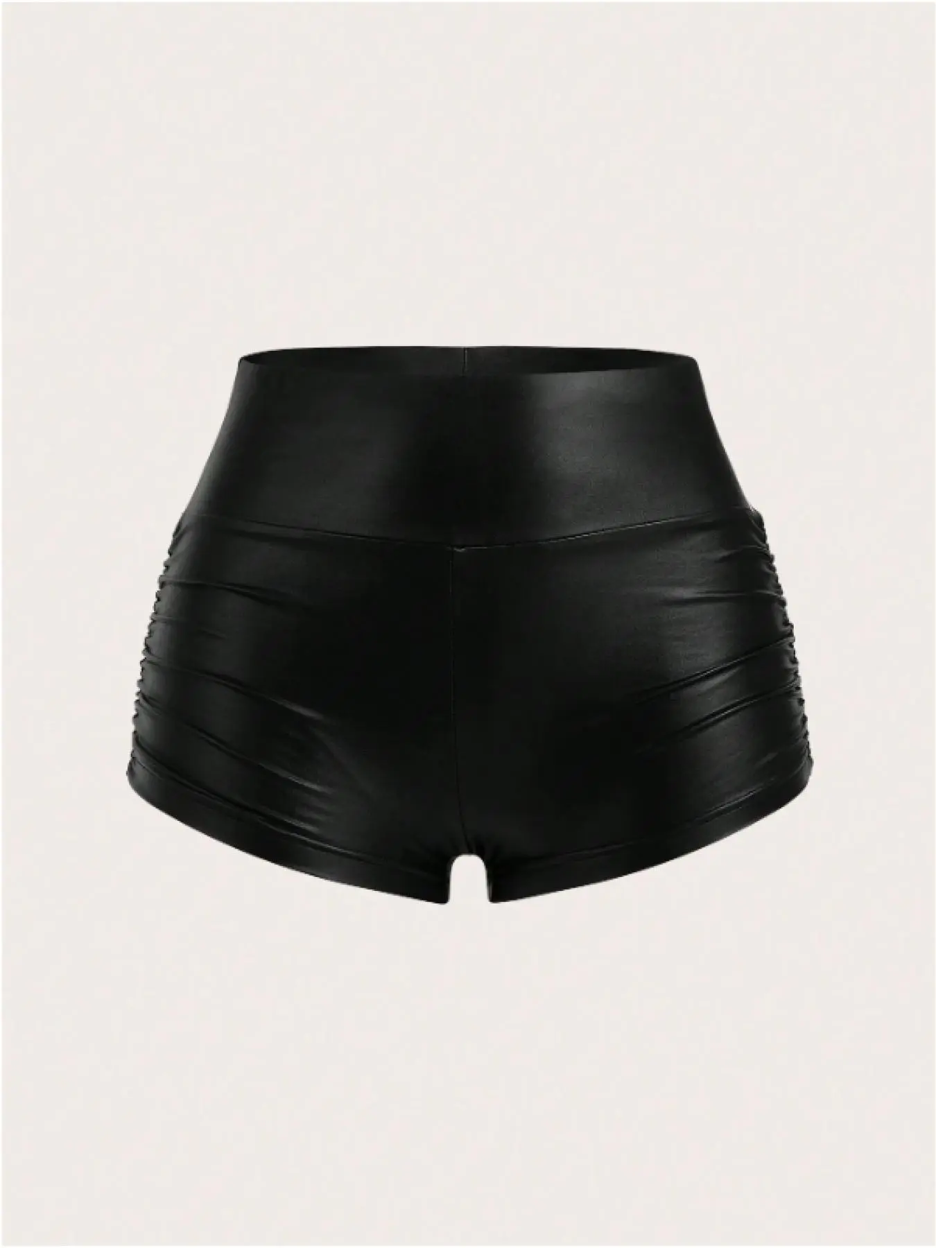 Women's Solid Color Stretch Elastic Shorts, Fashion Casual PU Leather Shorts for Daily Outdoor Wear, Ladies Bottoms for All Seasons