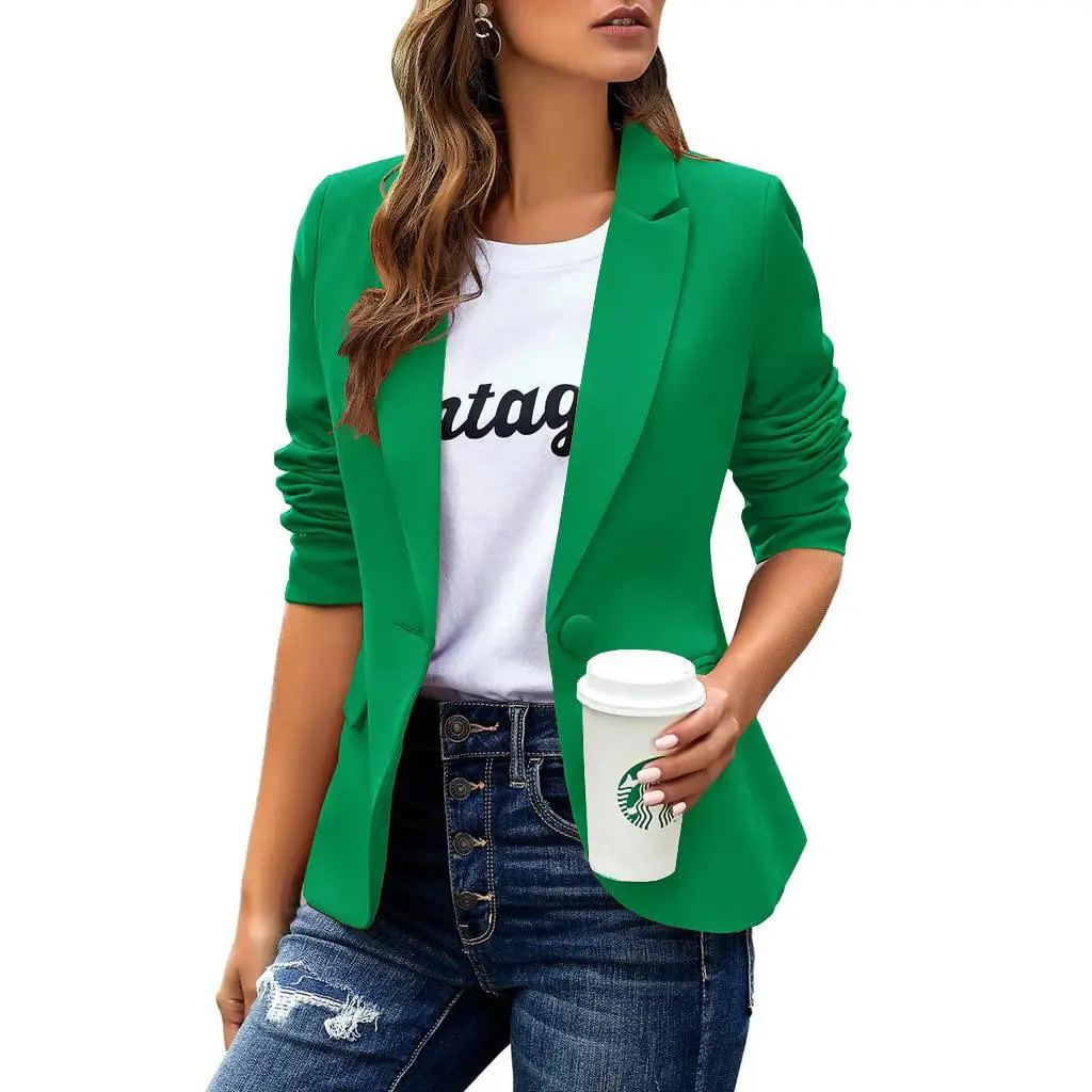 Imily Bela Womens Casual Blazers Long Sleeve Lapel Button Slim Work Office Blazer Jacket