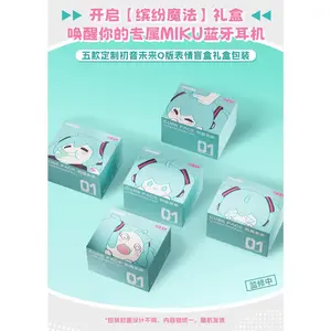 Hatsune Miku Wireless Toy Bluetooth Touch Screen Interactive Anime Peripheral Headset Kawaii Gift Box Cube Face Lcd  Gift