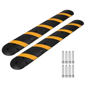 Garvee Set of 2 Speed Bumps Made from Recycled Rubber, 1.8 Meters Long, Industrial Quality for Asphalt Use, Durable Design for Temporary Driveway Applications, Ideal for Neighborhood Streets