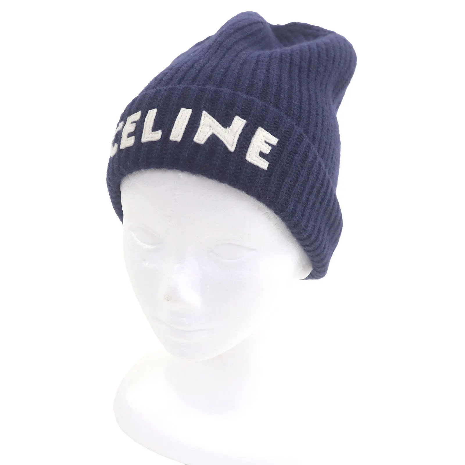 Pre-owned Celine Others Small Leather Goods Logo Patch Wool Beanie