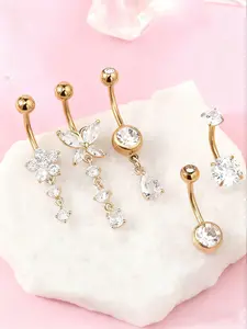 Women's Elegant Dangle Belly Rings, Stainless Steel Belly Button Rings, 14g10mm Cute Trendy Piercing Jewelry, Fashion Body Jewelry, Navel Piercing Jewelry