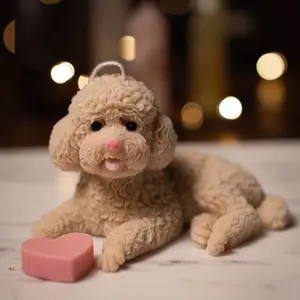 Puppy candle, animal shaped candle, poodle shaped candle, Scented Candles, birthday gift, wedding gift