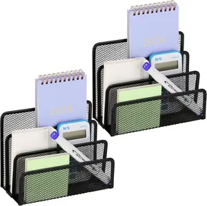2 Pieces Desk Mail Organizer, Metal Mesh Small File Holders Letter Organizer, Bill/Document/Filing/Folders/Paper Organizer for Desktop (BLACK-2PCS) LETURE