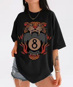 Lucky 8 Ball Leopard Graphic Tee Shirt, trendy shirt, retro shirt, aesthetic, cute, lucky shirt, oversized, 8ball, edgy, lucky me, tattoo