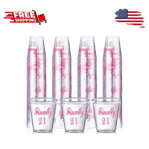 100 Pcs Finally 21 Plastic Shot Glass - 21st Birthday Gift