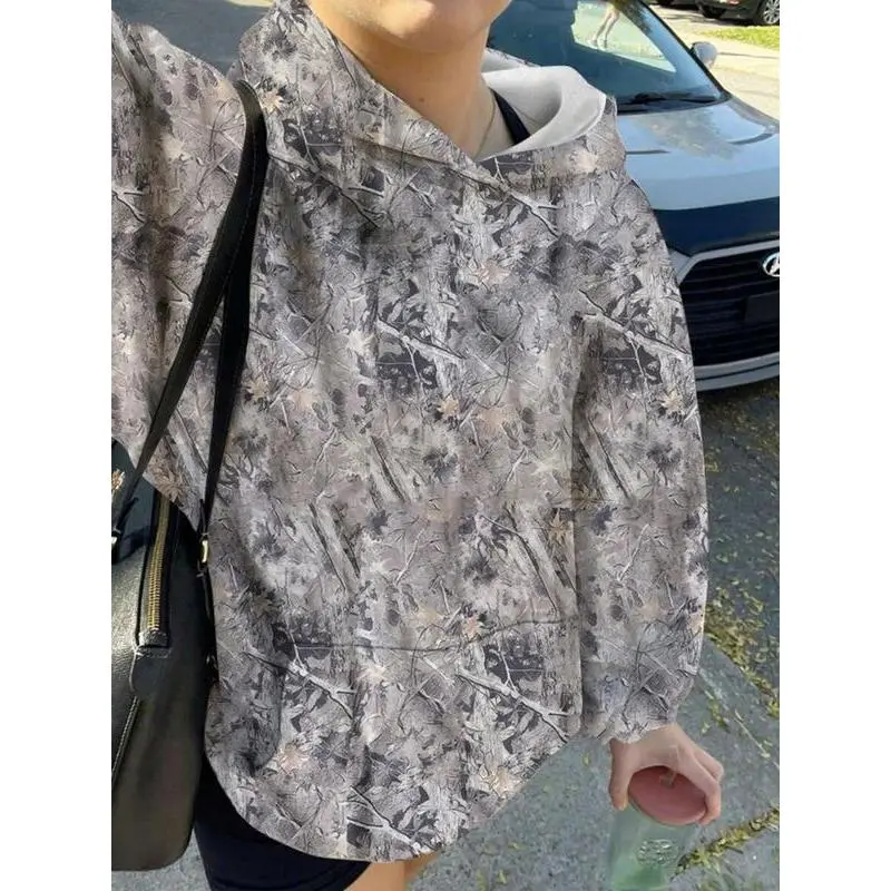 Women'sFallWinterVintageFashionHoodie,CamoLeafBranchAlloverPrint,ThickCasualLooseFitPulloverSweatshirtGift Women'sFallWinterVintageFashionHoodie,CamoLeafBranchAlloverPrint,ThickCasualLooseFitPulloverSweatshirtGift