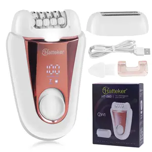 Hatteker Women's 2-In-1 Hair Removal Device USB Portable Rechargeable Epilator, Smart LCD Display with Push Switch and Two Speed Settings, Epilator Hair Remover
